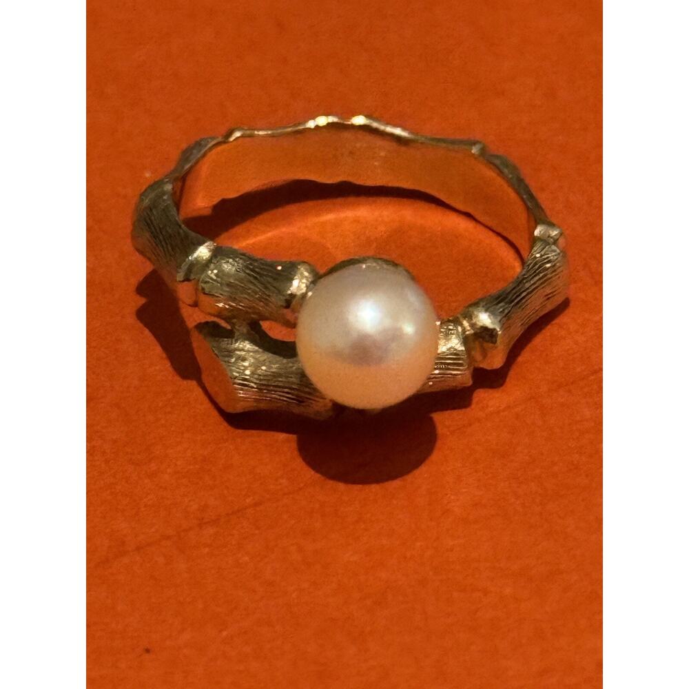 James Avery 14K Yellow Gold PEARL BAMBOO RING - Size 6 - Retired RARE!